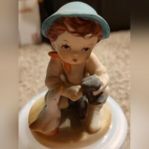 Rare Vintage Boy With Duck Figurine